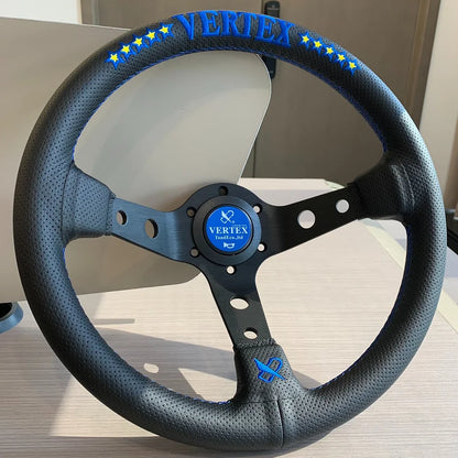 Vertex Sports Steering Wheel Leather Aluminum Alloy Embroidery Racing Modified Auto Parts Universal Car Steering Wheel