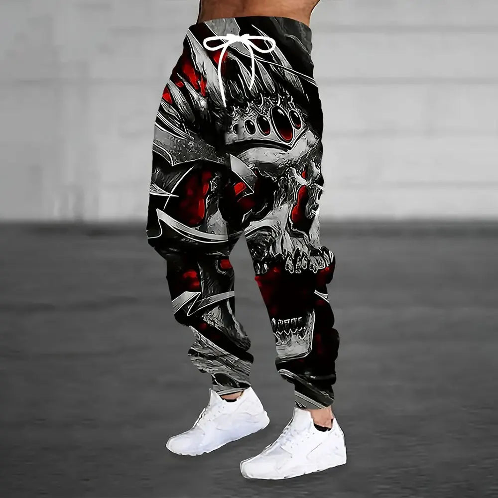 Winter New Thick Warm Pants Fashion 3D Geometric Pattern Printed Sweatpants Men Loose Casual Pocket Drawstring Sweatpants