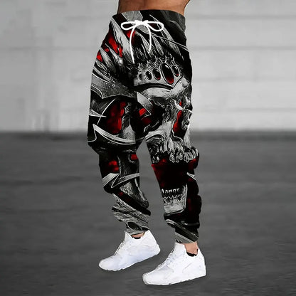 Winter New Thick Warm Pants Fashion 3D Geometric Pattern Printed Sweatpants Men Loose Casual Pocket Drawstring Sweatpants