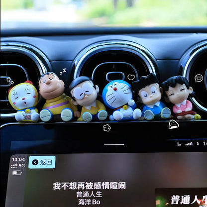 6pcs Doraemon Sleeping Style Shoulder Shoulder Generation Toy Model Display Doll Machine Cat Toy From Japan Collectible Figure