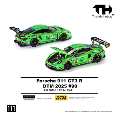 Trends Hobby 1/64 Porsche 911 GT3 R 2025 DTM Super Sport Racing Miniature Model Toy Car Free Wheels Diecast Collection Gift