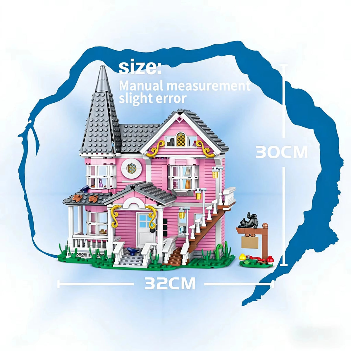 Coraline‘s Iconic Pink Palace Building Blocks Set,Fantasy Haunted House Model for Display,Unique Collector’s Gift for Movie Fans