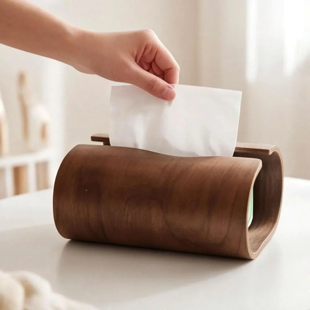 Natural Wood Tissue Box Organizer Napkin Holder Handcrafted Wooden Finish Rustic Fits Standard Tissue Package Farmhouse Decor