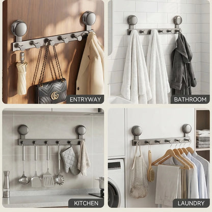 Suction Cup No Drilling Wall Mounted Hooks Rack Kitchen Storage Row Hook Holder Bathroom Towel Robe Coat Hangers Adhesive Hooks