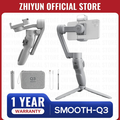 ZHIYUN Official SMOOTH Q3 3-Axis Smartphone Gimbal Handheld Foldable Stabilizer With Fill Light Auto Tracking for IPhone/Android
