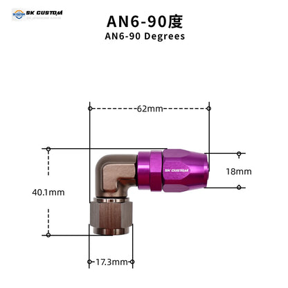 Universal Oil Pipe Female Forged Hose End Fitting Wire Braided Oil Tube Adapter Oil Radiator Fitting Aluminum Alloy AN6 AN8 AN10