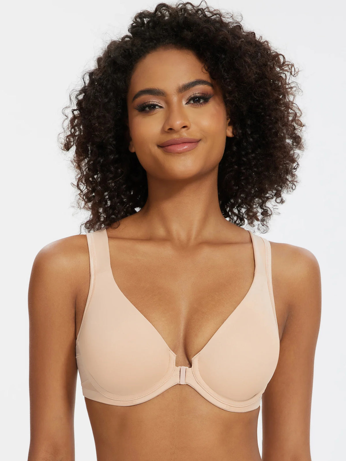 MELENECA Women's Front Closure Bras Plus Size Unlined Underwire Back Support Posture Bra