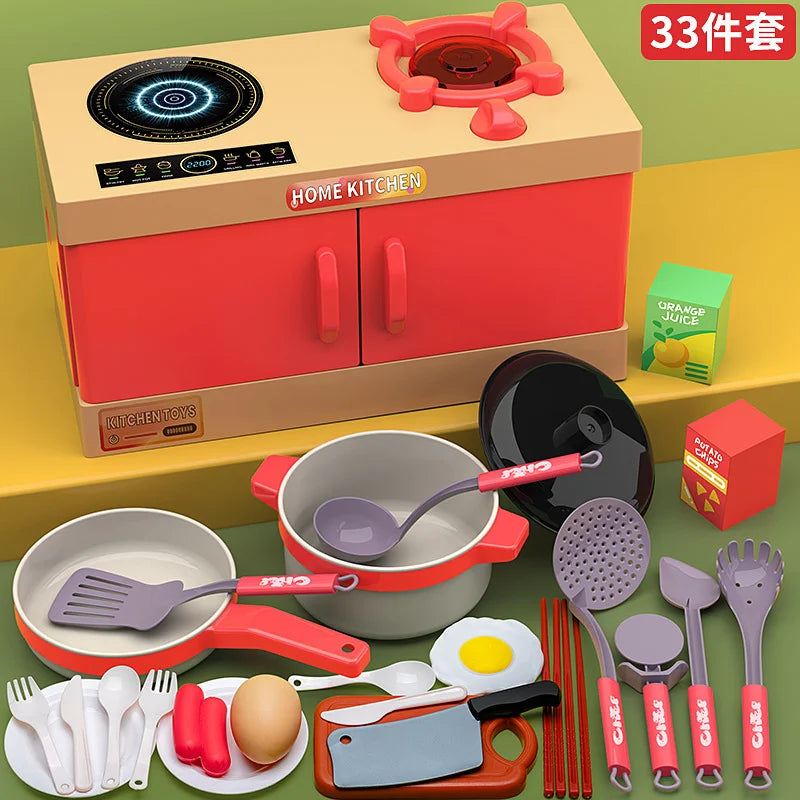 Kids Kitchen Toys Set 84/70/56/33 PCS Play Kitchen Accessories Kit with Play Pots Pretend Food Cooking Toy Toddler Girl Boy Gift