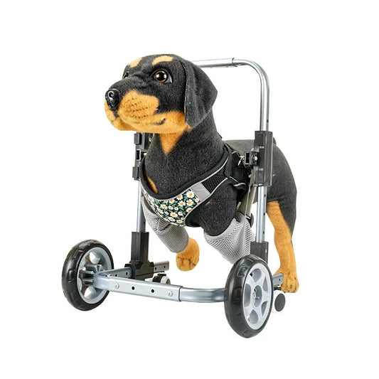 Adjustable 4-Wheel Aluminum Dog Wheelchair for Small Dogs Front Leg Disability Lightweight Mobility Aid Cart