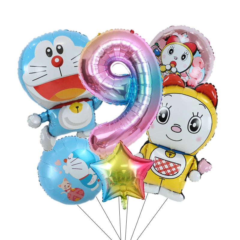 Doraemons Number 1-10 Balloons Girls Boys Birthday Decorations Baby Shower Gender Reveal Balloon Party Supplies Kids Toys Gift