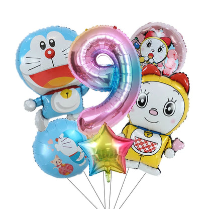 Doraemons Number 1-10 Balloons Girls Boys Birthday Decorations Baby Shower Gender Reveal Balloon Party Supplies Kids Toys Gift