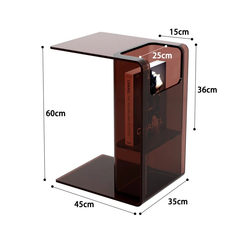 Acrylic Transparent Small Coffee Table C-shaped Sofa Card Table Living Room Window Side Table Corner Table Bedside Small Table