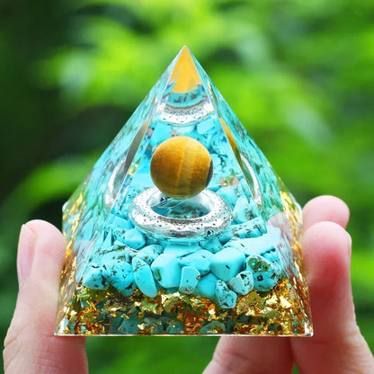 Energy Pyramid Orgonite Reiki Natural Amethyst Ball Healing Crystals Chakra Tool Ornaments Resin Stones Craft Kids Gift