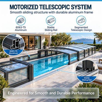 Any Size Custom Aluminum Telescopic Swimming Pool Cover Transparent Retractable Weatherproof Outdoor Backyard Garden Patio Shelt