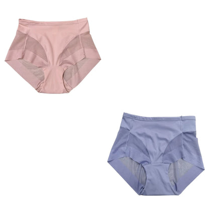 2Pcs/Set Women High Rise Briefs Panties Tummy Control Underwear Hip Shaping Sheer Mesh Panel Shapewear Sexy Lingerie S-3XL