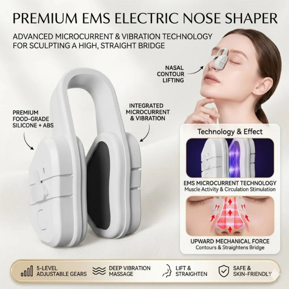 Adjustable EMS Nose Lifter Clip Microcurrent Vibration Massager 3D Slimmer Bridge Corrector Beauty Tool