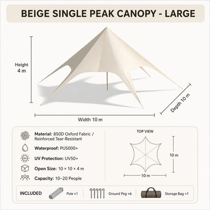 Waterproof Canvas Lotus Tipi Tent Wood Pole Glamping Tent Outdoor Resort Camping Wedding Event Custom Design