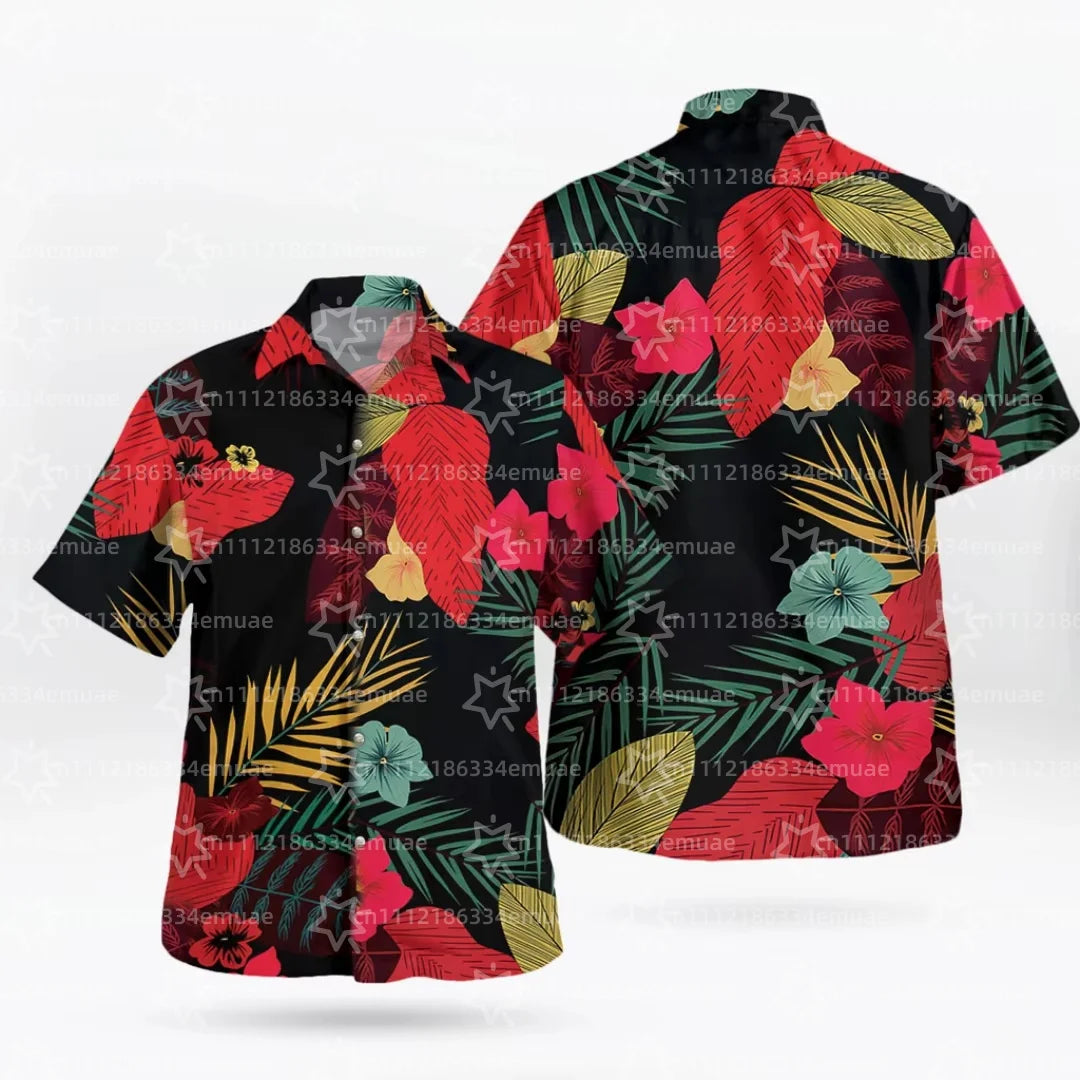 2026 Doflamingo Pattern One Piece Button Up Hawaiian Shirt Sports Dry Quickly Men's Shirt Children's Clothing Tee Top Y2k Woman