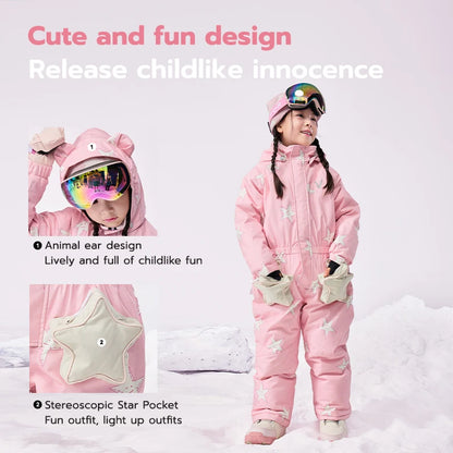 VECTOR -30 Degree Children Ski Jumpsuit Winter Snowboard Jacket Boys and Girls Outdoor Snow Suits Warm Waterproof Kids Ski