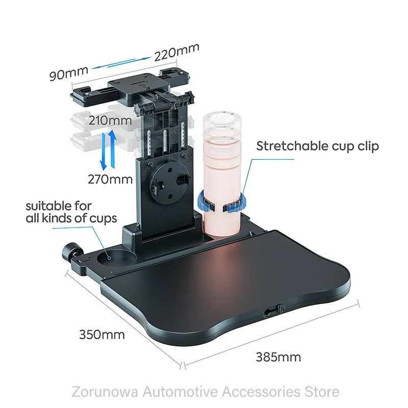 High-end Multifunctional Car Travel Tray Foldable Backseat Desk with Cup Holder Universal Fit for Most Cars Road Trips
