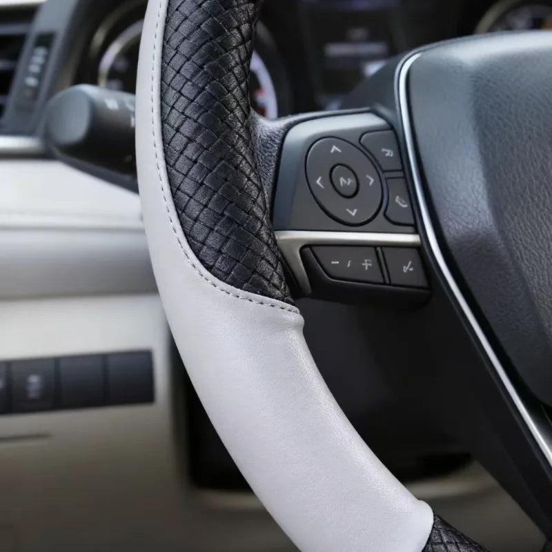 Durable Anti-Slip Car Steering Wheel Cover Microfiber Leather Steering Wheel Cover Universal Fit for Car, Truck, SUV, Van38cm