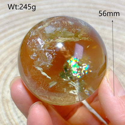 Healing Natural Crystal Brazil Smokey Citrine Quartz Sphere Rainbow Polished Ball High Quality Precious Home Decoration Gift