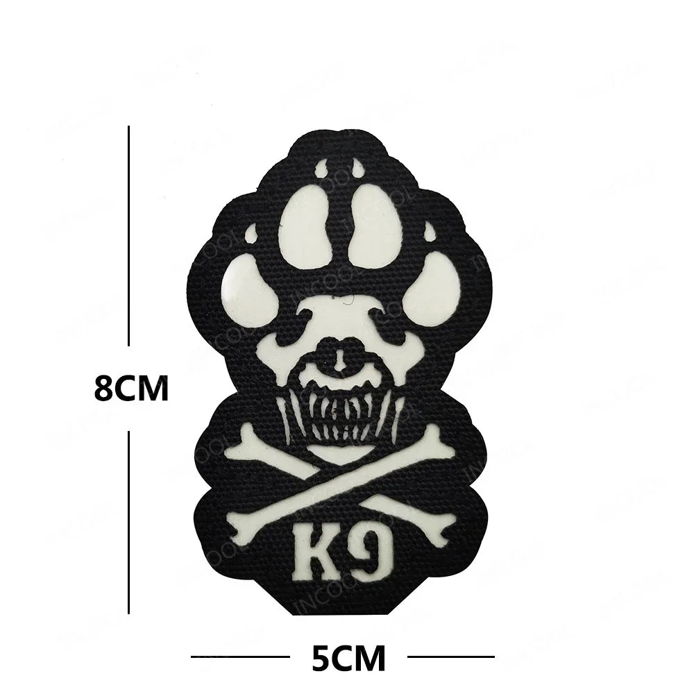 K9 Working Dog SAR Infrared IR Reflective Patch Rescue Dogs Embroidery Patches Tactical PVC Rubber Luminous Badges For Clothing