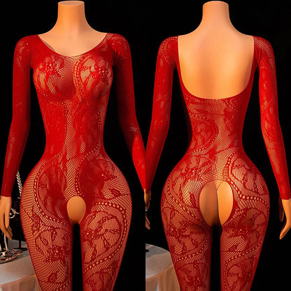 Woman‘s Sexy Lingerie Open Crotch Fishnet Bodystockings Porn Bodysuit Underwear Erotic Outfits