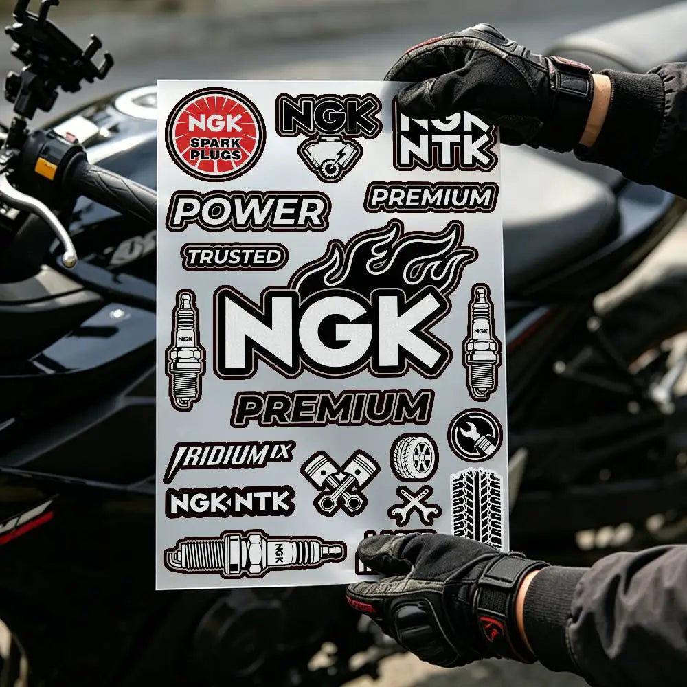 For NGK Motorcycle Reflective Decal Safety Sticker for Helmet Car Bike Durable Self-Adhesive  Gift for Rider