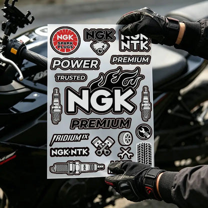 For NGK Motorcycle Reflective Decal Safety Sticker for Helmet Car Bike Durable Self-Adhesive  Gift for Rider