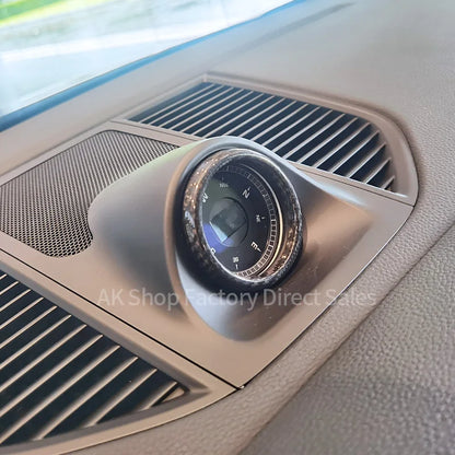 Car Dashboard Center Clock Decorative Frame Cover Real Carbon Fiber Trim For Porsche Macan 911 2014-2025 Interior Accessories