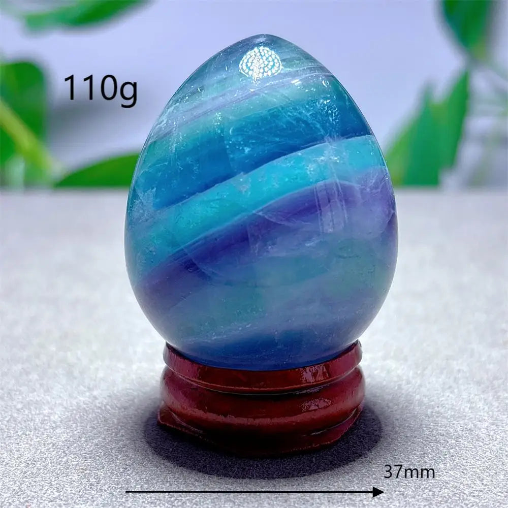 Rainbow Fluorite Egg Crystal Natural Stone Quartz Minerals Home Decoritems Reiki Gifts Energy Healing Luck Love Garden +Stand