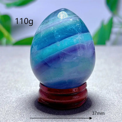 Rainbow Fluorite Egg Crystal Natural Stone Quartz Minerals Home Decoritems Reiki Gifts Energy Healing Luck Love Garden +Stand