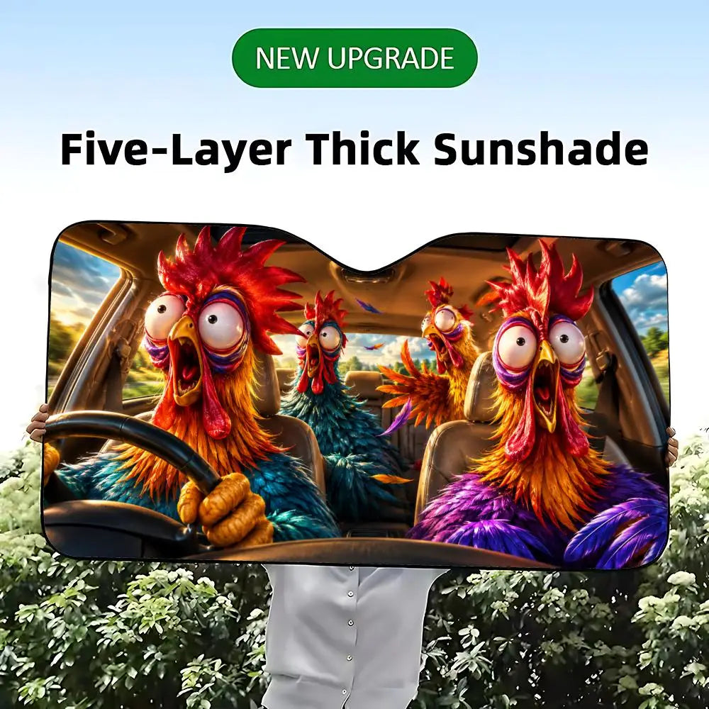 animal chicken Sun Visor Car Windshield Sun Visor - Foldable Universal Fit UV Block Heat Insulation Sunshade