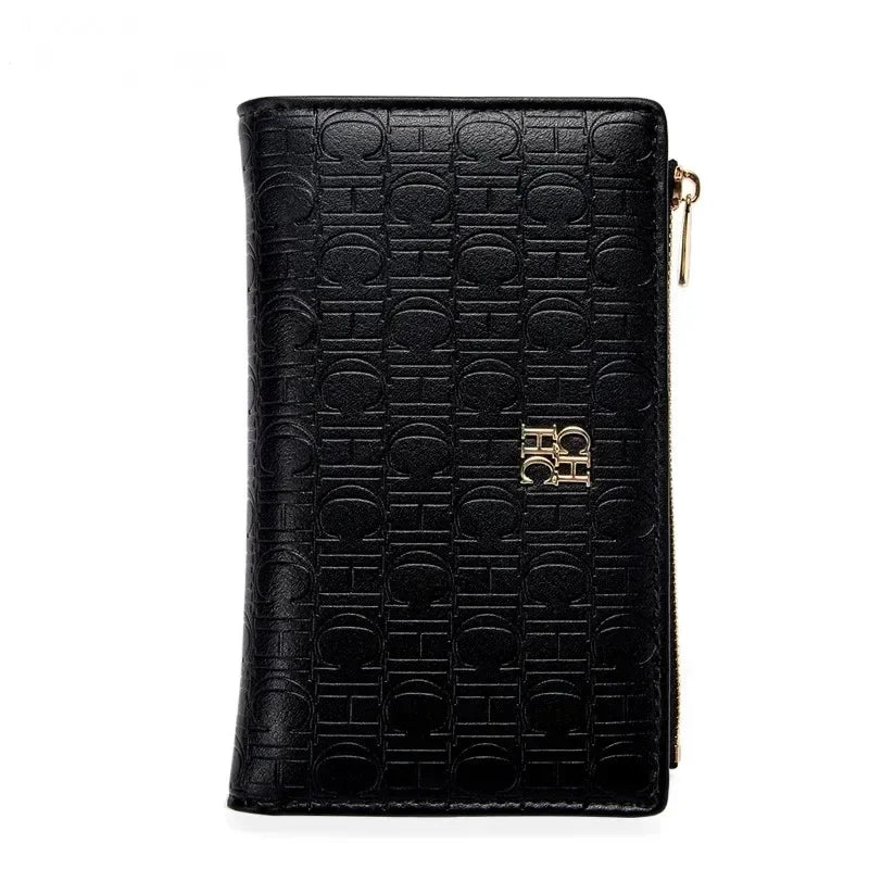 CH Leather Printed Short Women's Wallet Solid Color Versatile Autumn/Winter Luxury 2025 New Multi Scene Available Coin Card Bag