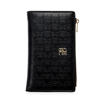 CH Leather Printed Short Women's Wallet Solid Color Versatile Autumn/Winter Luxury 2025 New Multi Scene Available Coin Card Bag