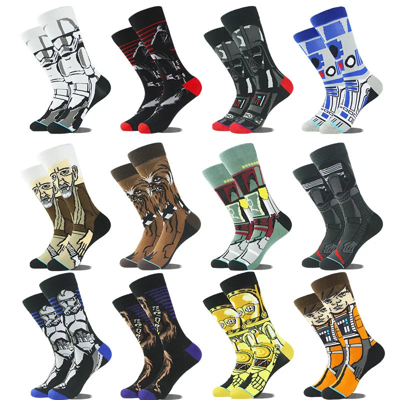 Autumn Winter Star Wars Movie Man socks Master Yoda R2-D2 Cosplay Socks Wookiee Jedi Knight  Free Size Women's Socks