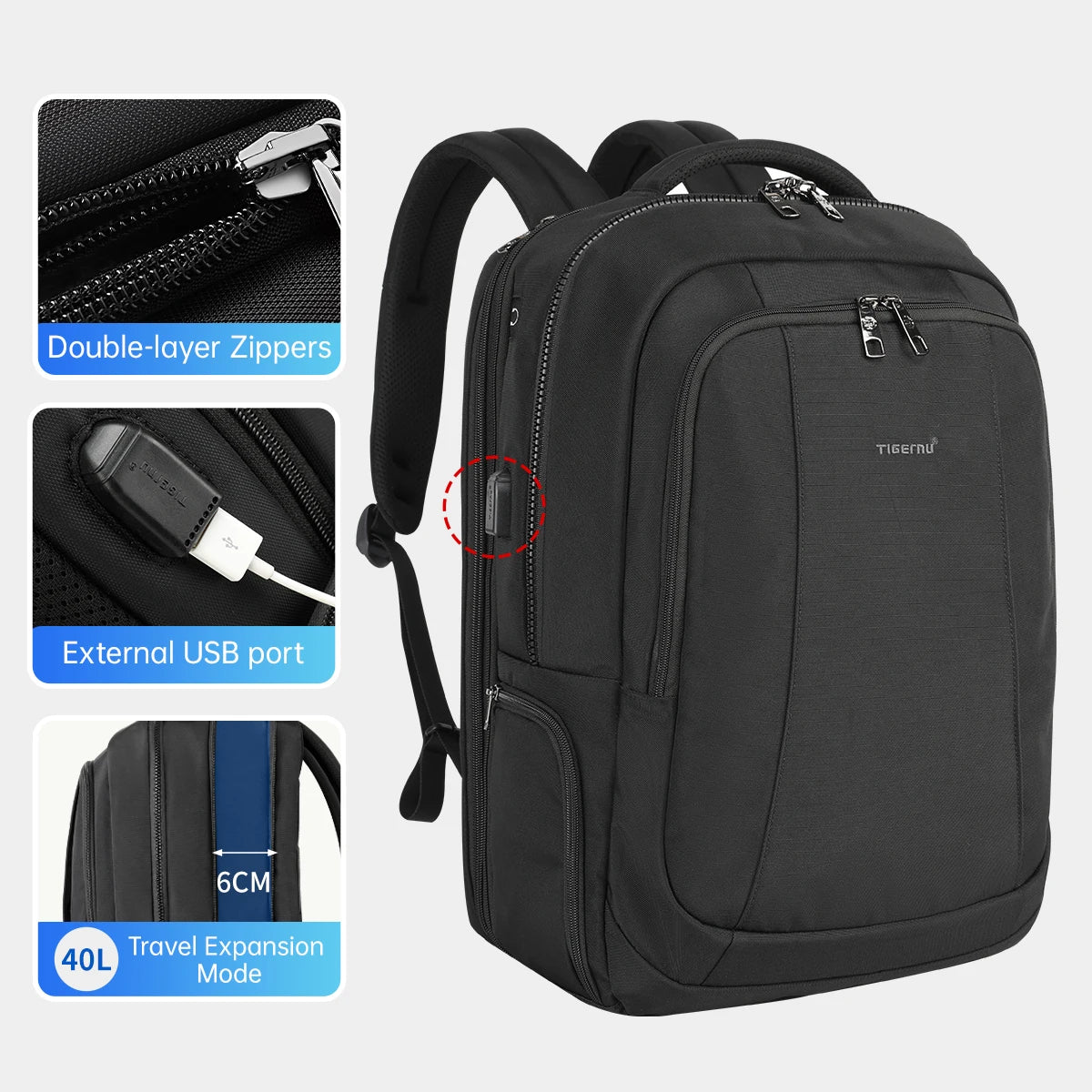 Tigernu Travel Backpacks Vacuum Backpack 14 15.6 17.3inch Laptop Backpack For School Backpack Men Schoolbag Compression Backpack