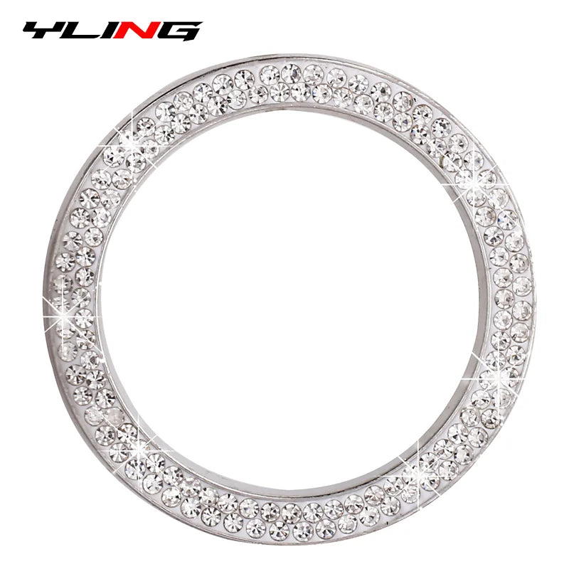 Decoration Ring Diamond Rhinestone Car Decor One Click Start Button Engine Start Stop Switch Button Cover