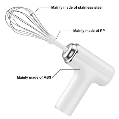 Electric Egg Beater Wireless Electric Food Mixer Handheld Mixer with 3 Speed Settings Baking Dough Cake Cream Milk Whisk
