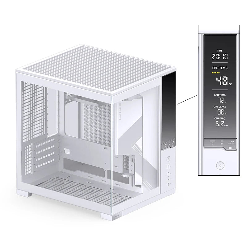 Jonsbo D34 Desktop MATX Mini-ITX Seaview Room PC Case Hardware Monitoring Digital Screen Gaming Chassis Support 280 Water-cooled