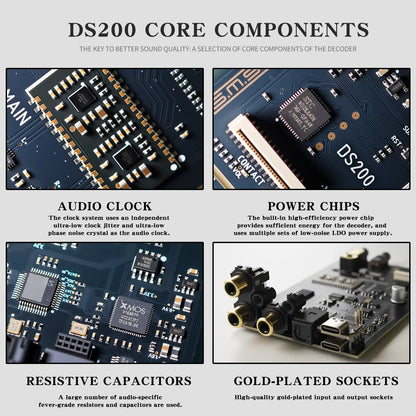 SMSL DS200 Hi-Res Audio Decoder CS43131x2 DAC Chip XU316 MQA USB Optical Coaxial Bluetooth Input 3.5mm 4.4mm Headphone Amplifier