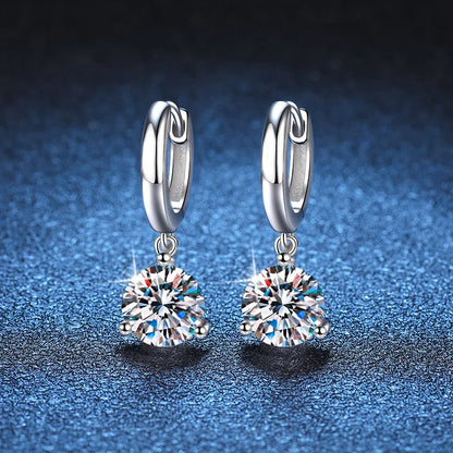 1ct/ 2ct/4ct Moissanite Diamond Earrings S925 Sliver Orginal Drop Earring Wedding Bride Jewelry with Certificate for Women