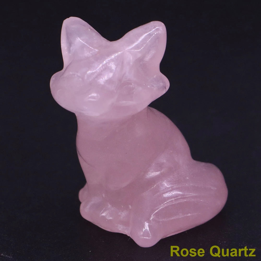 Wholesale Lots 1.5" Fox Statue Natural Stone Crystal Reiki Healing Quartz Gemstone Animal Figurine Crafts Home Decor Gifts