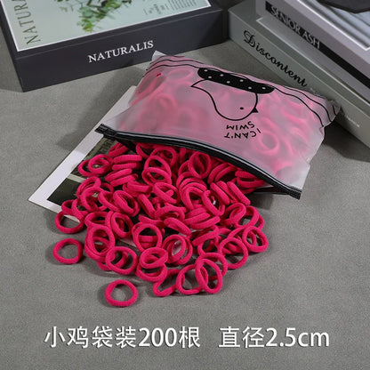 200Pcs Children's Hair Band Headgear Baby Rubber Band Women's Tie Head Girls' Headband High Elasticity Rope Hair Accessories