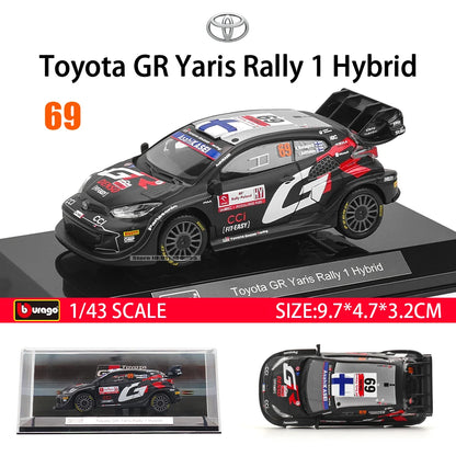 Bburago 1:43 WRC Toyota GR Yaris Rally1 Hybrid Rovanpera #69 Ogier #17 Alloy Luxury Vehicle Diecast Pull Back Cars Model Toy