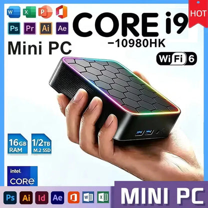 Intel Core I9 10980HK Windows 11 Pro Portable Pc Computer 32GB RAM 1/2TB SSD WIFI 6 BT5.2 4K 60Hz HD Mini Gaming Office Study Pc