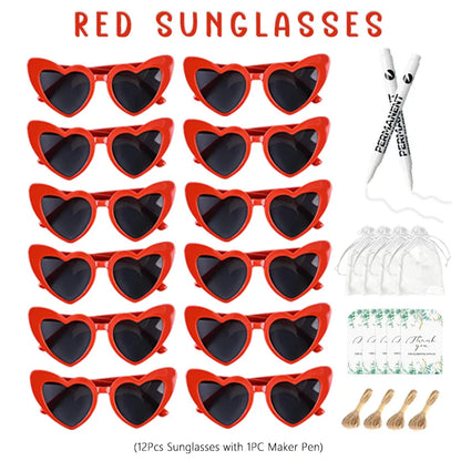 12-100Pcs Wedding Sunglasses for Guests Heart Shaped Sunglasses Bachelorette Party Glasses Bridal Shower Party Favors Photo Prop