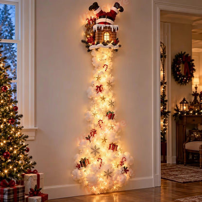 Christmas Magic Trail Wall Light-LED Glowing Christmas Scene Wall Decoration,Santa Sleigh Reindeer Hanging Decoration for Party