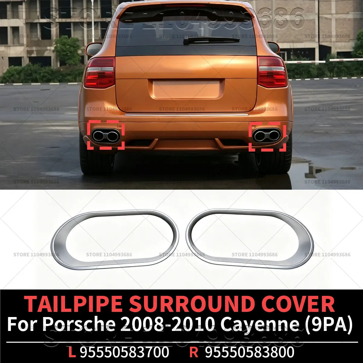 For Porsche 2008 2009 2010 Cayenne (9PA) Tailpipe Surround Cover OEM 95550583700 95550583800 95550583800U90 95550583700U90